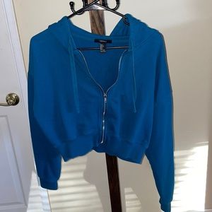 Cropped Teal Zip Hoodie